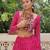 Pink Faux Georgette Bandhej Kutchi Work Top With Flared Lehenga