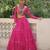Pink Faux Georgette Bandhej Kutchi Work Top With Flared Lehenga
