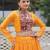 Yellow Faux Georgette Bandhej Kutchi Work Top With Flared Lehenga