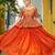 Orange Fendy Embroidered & Sequins Work Peplum Top With Flared Lehenga