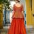 Orange Fendy Embroidered & Sequins Work Peplum Top With Flared Lehenga