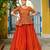 Orange Fendy Embroidered & Sequins Work Peplum Top With Flared Lehenga