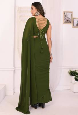 ready to wear mehendi georgette saree & belt 5