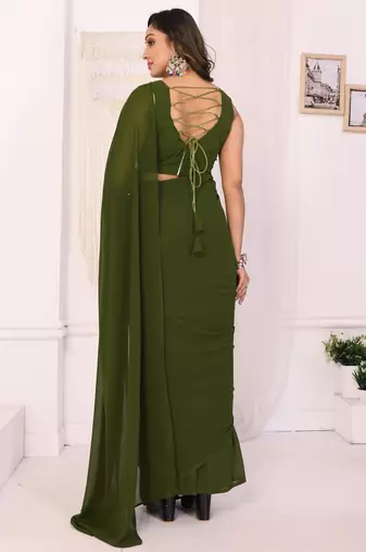 ready to wear mehendi georgette saree & belt