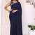 navy blue Georgette Ready To Wear Saree With Blouse Piece & Belt