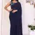 ready to wear navy blue georgette saree with blouse piece & belt