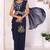 navy blue Georgette Ready To Wear Saree With Blouse Piece & Belt