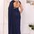 navy blue Georgette Ready To Wear Saree With Blouse Piece & Belt