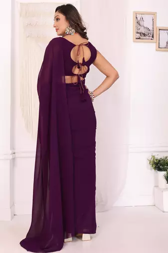 ready made wine georgette saree & belt