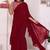 maroon Georgette Ruffle Style Ready To Wear Saree With Blouse Piece