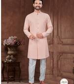 Full ckicken kari computer embroidery indowestern sherwani set with fancy botton