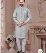 Havy jackard with seqence stone and thread zari work with fancy botton sherwani set
