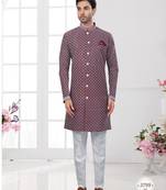 Full computer embroidery, indowestern sherwani set with star, thread, stonework & fancy botton