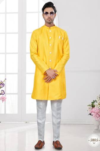 Full computer embroidery, indowestern sherwani set with thread, stone work & fancy botton