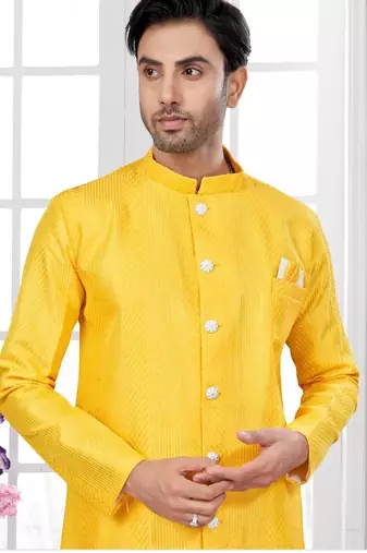 Full computer embroidery, indowestern sherwani set with thread, stone work & fancy botton