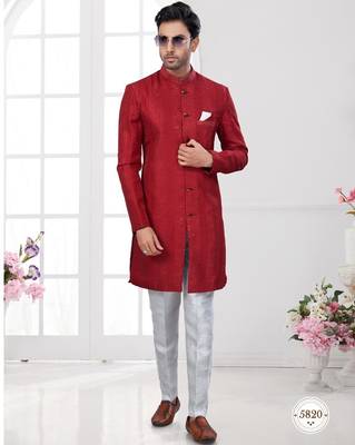 Full computer embroidery, indowestern sherwani set with thread, stone work & fancy botton 1