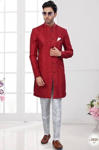 Full computer embroidery, indowestern sherwani set with thread, stone work & fancy botton