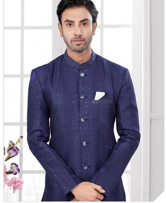Full computer embroidery, indowestern sherwani set with thread, stone work & fancy botton 2