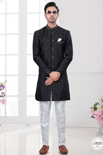 Full computer embroidery, indowestern sherwani set with thread, stone work & fancy botton