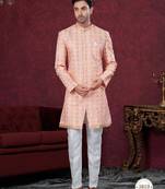 Full computer embroidery, with degital printed indowestern sherwani set with thread, stone work & fancy botton