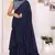 ready to wear navy blue georgette ruffle style saree with blouse piece