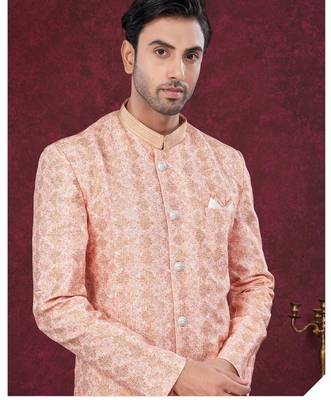 Full computer embroidery, with degital printed indowestern sherwani set with thread, stone work & fancy botton 2