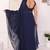 navy blue Georgette Ruffle Style Ready To Wear Saree With Blouse Piece