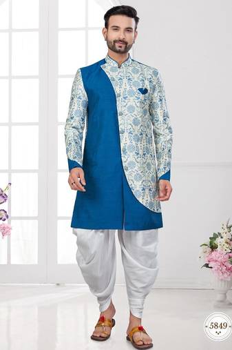 Havy ancale cross style attached with degital printed,  dhoti indowestern sherwani set)