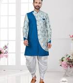 Havy ancale cross style attached with degital printed,  dhoti indowestern sherwani set)