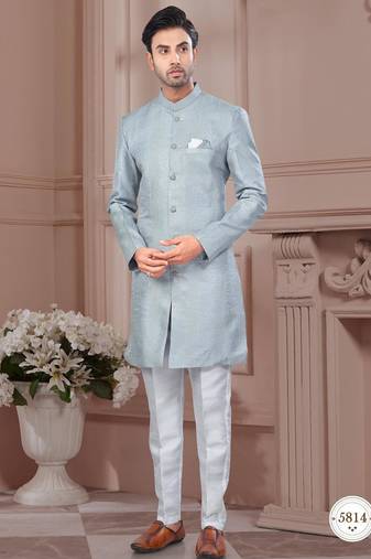 Full computer embroidery, indowestern sherwani set with thread, stone work & fancy botton