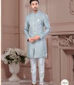 Full computer embroidery, indowestern sherwani set with thread, stone work & fancy botton