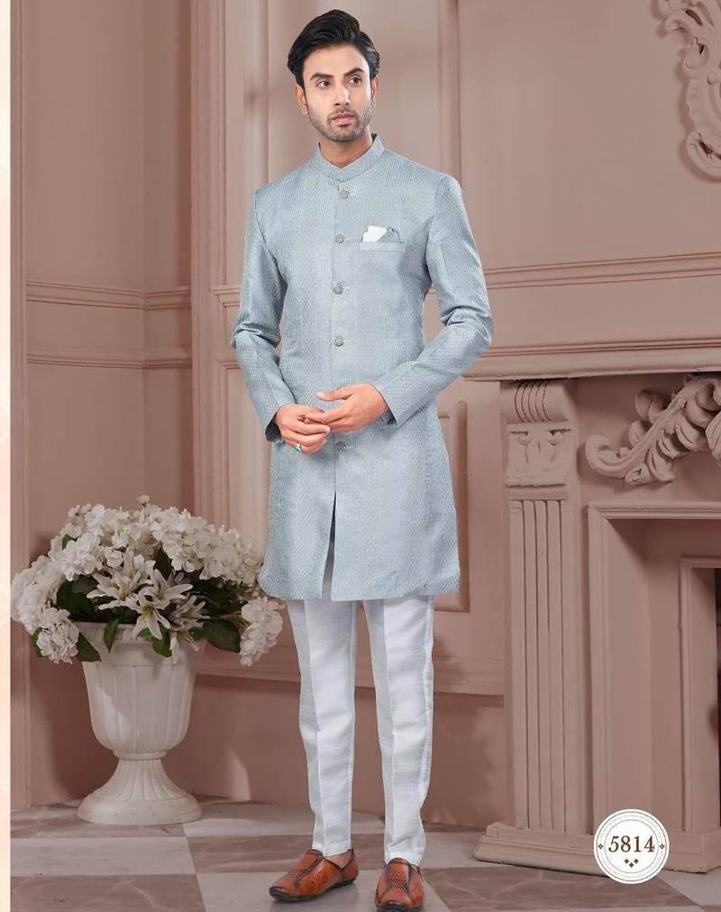 Full computer embroidery, indowestern sherwani set with thread, stone work & fancy botton