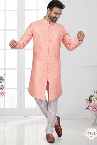 Havy jackard with seqence stone and thread zari work with fancy botton sherwani set