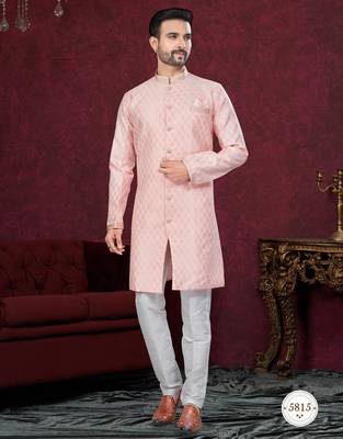 Havy jackard with seqence stone and thread zari work with fancy botton sherwani set 1