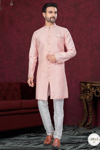 Havy jackard with seqence stone and thread zari work with fancy botton sherwani set