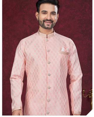 Havy jackard with seqence stone and thread zari work with fancy botton sherwani set 2