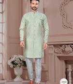 Havy jackard with seqence stone and thread zari work with fancy botton sherwani set