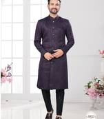 Purple indowestern sherwani set with fancy button (nawabi)