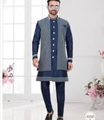 Open jacket with full embroidery work indowestern pajama set