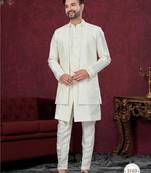 Open jacket with full embroidery work indowestern pajama set