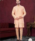 Open jacket with full embroidery work indowestern pajama set
