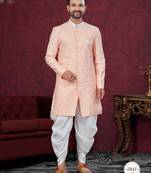 Full computer embroidery with silver thread sherwani set