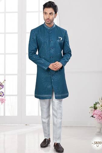 Full computer embroidery with sequence work all over sherwani
