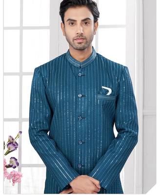 Full computer embroidery with sequence work all over sherwani 2