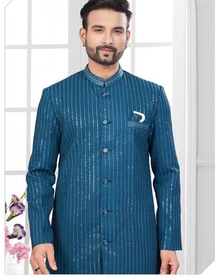 Full computer embroidery with sequence work all over sherwani 2