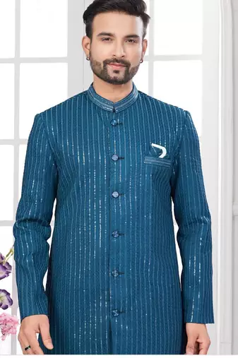 Full computer embroidery with sequence work all over sherwani