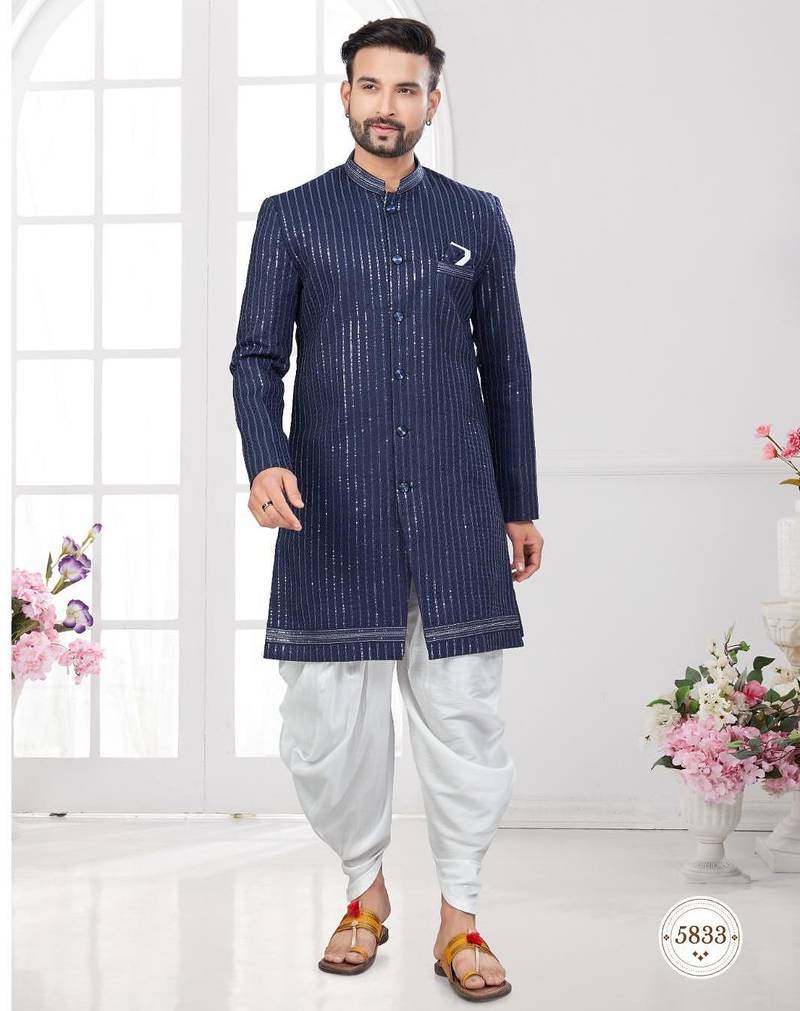 Full computer embroidery with sequence work all over sherwani