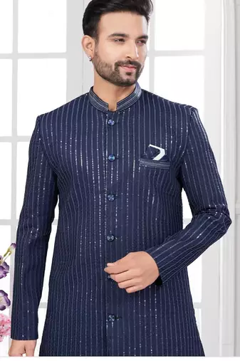 Full computer embroidery with sequence work all over sherwani