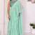 sea green Georgette Ruffle Style Ready To Wear Saree With Blouse Piece