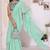 sea green Georgette Ruffle Style Ready To Wear Saree With Blouse Piece